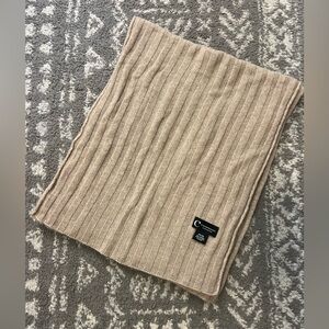 Cashmere Tan Ribbed Knit Scarf oatmeal color 70”X 12” no stains or snags (M117)